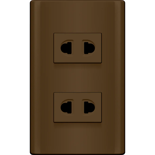 Royu MDS113/DW 2-Gang Universal Outlet Set 15A (Plano) [Dark Wood] | Royu by KHM Megatools Corp.