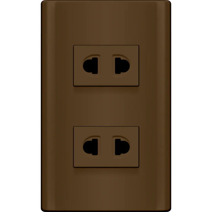 Royu MDS113/DW 2-Gang Universal Outlet Set 15A (Plano) [Dark Wood]