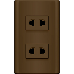 Royu MDS113/DW 2-Gang Universal Outlet Set 15A (Plano) [Dark Wood]