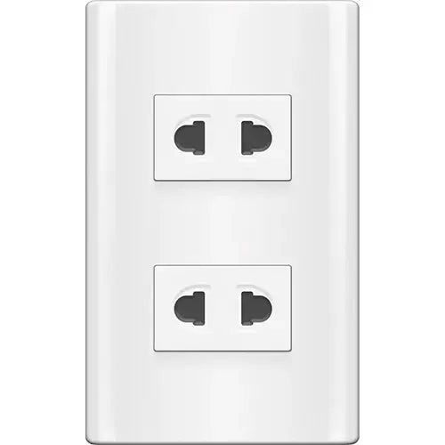 Royu MDS113 2-Gang Universal Outlet Set 15A (Plano) [White] | Royu by KHM Megatools Corp.