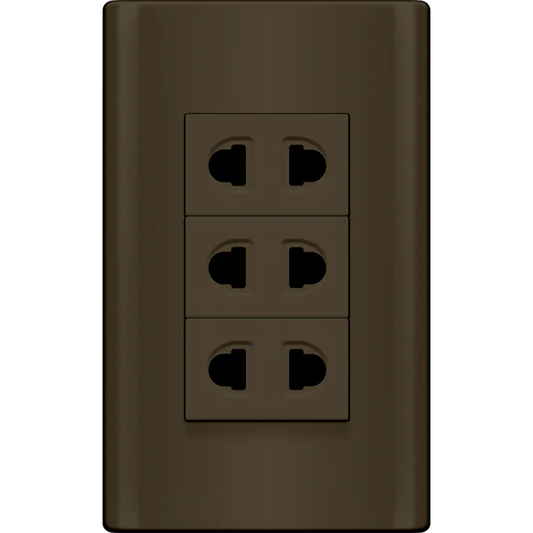 Royu MDS115/DG 3-Gang Universal Outlet Set 15A (Plano) [Dark Gray] | Royu by KHM Megatools Corp.