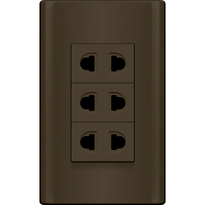 Royu MDS115/DG 3-Gang Universal Outlet Set 15A (Plano) [Dark Gray]