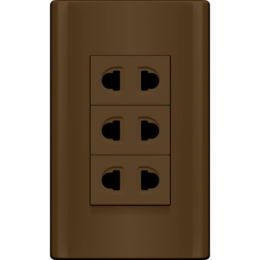 Royu MDS115/DW 3-Gang Universal Outlet Set 15A (Plano) [Dark Wood] | Royu by KHM Megatools Corp.