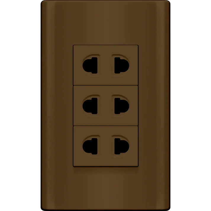 Royu MDS115/DW 3-Gang Universal Outlet Set 15A (Plano) [Dark Wood]