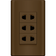 Royu MDS115/DW 3-Gang Universal Outlet Set 15A (Plano) [Dark Wood]