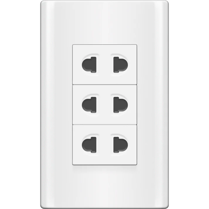 Royu MDS115 3-Gang Universal Outlet Set 15A (Plano) [White]