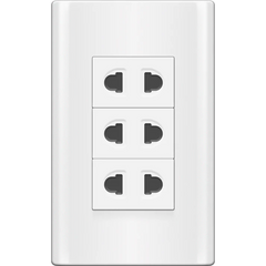 Royu MDS115 3-Gang Universal Outlet Set 15A (Plano) [White]