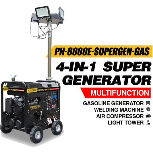Powerhouse PH-8000E-SUPERGEN-GAS 4in1 Super Generator 5.5KW (Welder, Air Compressor, Light Tower) | Powerhouse by KHM Megatools Corp.