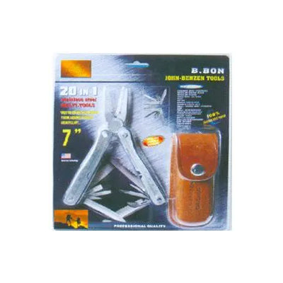 John Benzen PLB020 Pocket Tool Kit 20 in 1 w/ Leather Pouch (7")