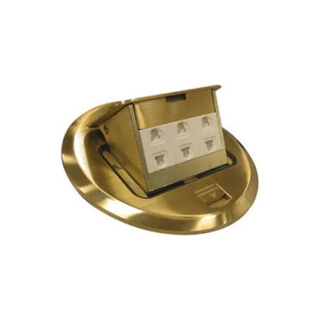 Royu RCF1 Round Floor Receptacle with 3 Gang Universal Outlet 10A (Classic) | Royu by KHM Megatools Corp.