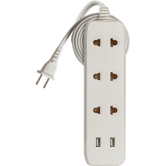 Royu REDEC123/W 3-Gang Universal Extension Cord with 2 USB Ports