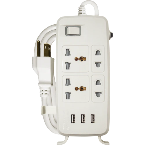 Royu REDEC634 1 Main Switch with 3 USB port [4-Gang] (Power Extension Cords ) | Royu by KHM Megatools Corp.