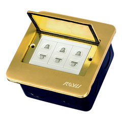 Royu RWF61 Square Floor Receptacle with 3 Gang Universal Outlet 15A (Wide)