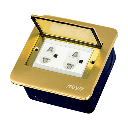 Royu RWF62 Square Floor Receptacle with Duplex Universal Outlet with Ground & Shutter (Wide)