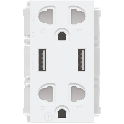 Royu RWO12 Duplex Universal Outlet with 2 USB Ports 16A (Wide)