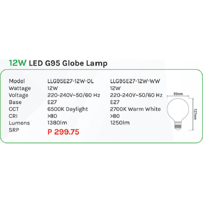 Omni 12W LED G95 Globe Lamp Light - KHM Megatools Corp.