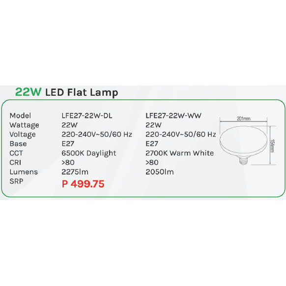 Omni 22W LED Flat Lamp Light - KHM Megatools Corp.