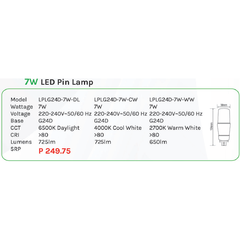 Omni 7W LED Pin Lamp Light G24D - KHM Megatools Corp.