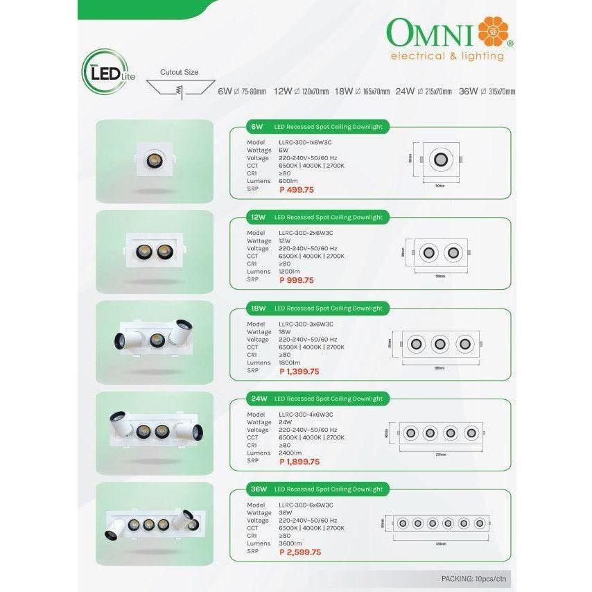 Omni LED Recessed Rectangular Spot Ceiling Downlight (Spotlight) - KHM Megatools Corp.