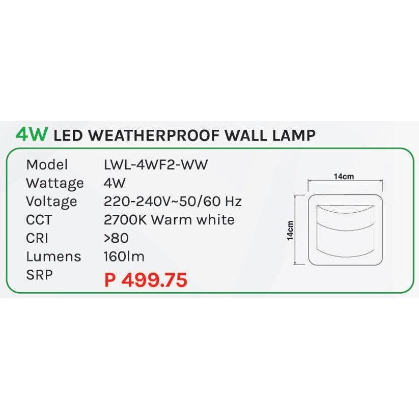 Omni 4W LED Weatherproof Wall Lamp Light (LWL-4WF2-WW) - KHM Megatools Corp.