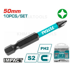 Total TACIM16PH223 10pcs Impact Screwdriver Bit Set 50mm