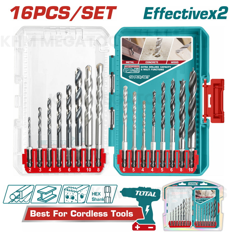 Total TACSDL11608 16pcs Mixed Drill Bit Set