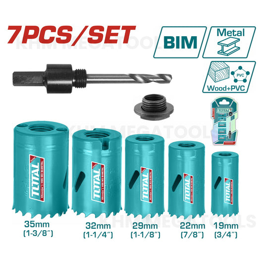 Total TACSH1071 7pcs Bi-Metal Hole Saw Set
