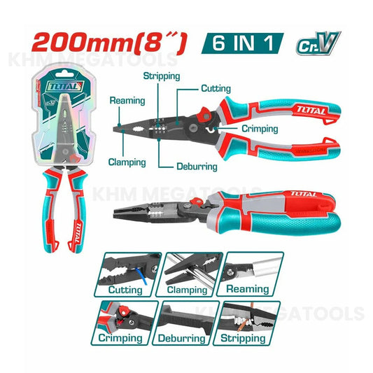 Total THTMF286 6 in 1 Multi-function Long Nose Plier 8"