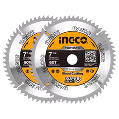 Ingco TSB1185132 TCT Circular Saw Blade Set 7-1/4" 60T 2Pcs