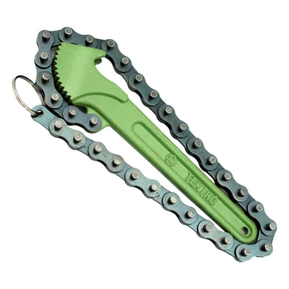 4 MECH 9" Adjustable Chain Oil Filter Wrench - Reversible Chain Style For Pipes & Filters