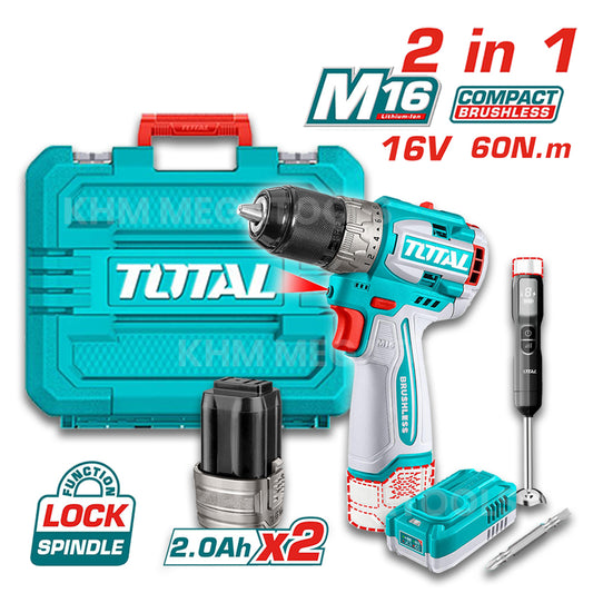 Total TCKLI1628 16V Cordless 2 in 1 Drill Combo Kit