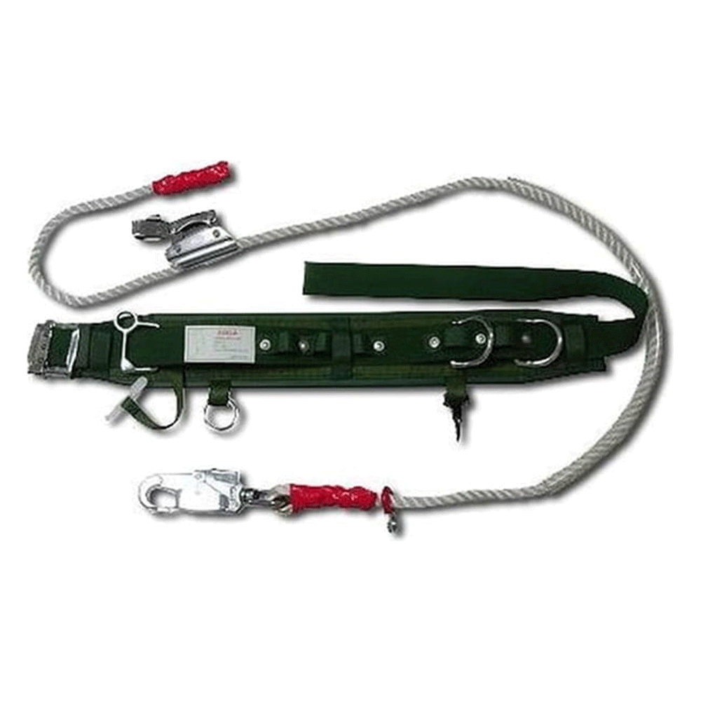 Adela Safety Rope Adela H-227 Linemans Safety Belt with Rope and Lanyard Medium Hook ...