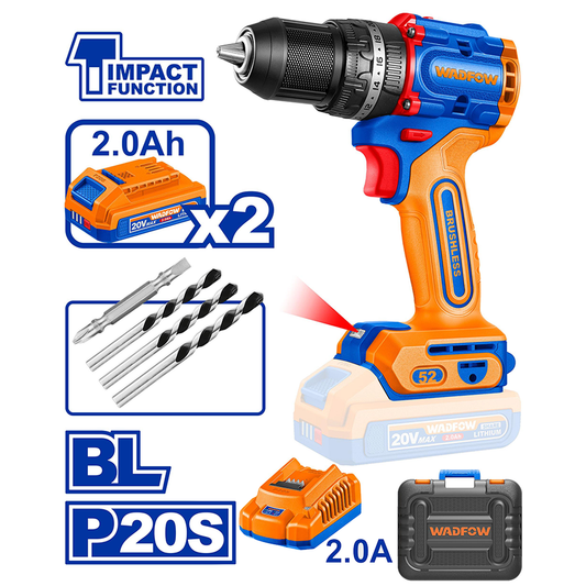 Wadfow WCDP5281 Cordless Impact Drill 20V 52nm