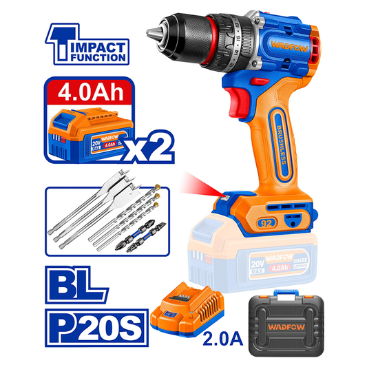 Wadfow WCDP9281 Cordless Impact Drill 20V 92Nm