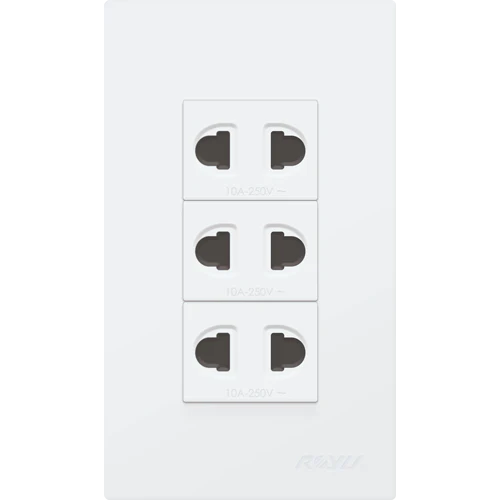 Royu  WD115 3-Gang Universal Outlet Set 15A (Wide) | Royu by KHM Megatools Corp.
