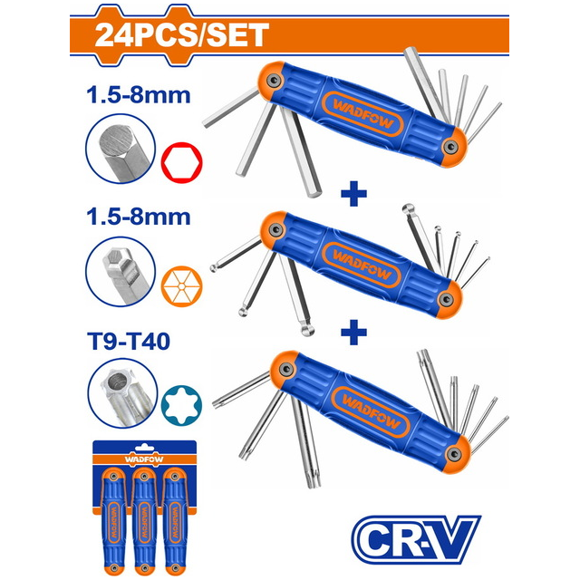 Wadfow WHK4203 Hex & Torx Folding Key Set | Wadfow by KHM Megatools Corp. Main image