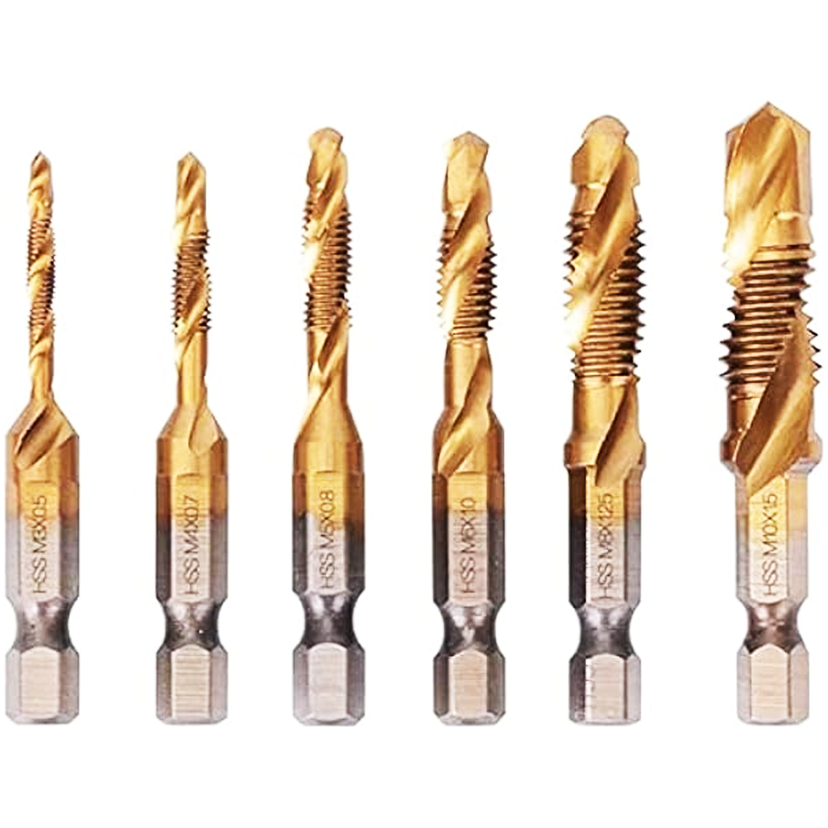 Workpro WP400510WE HSS Spiral Flute Tap & Drill Bit Set 6Pcs | Workpro by KHM Megatools Corp. Main image