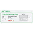 Omni LED X-200 L Exit Sign Left Arrow (Acrylic) - KHM Megatools Corp.