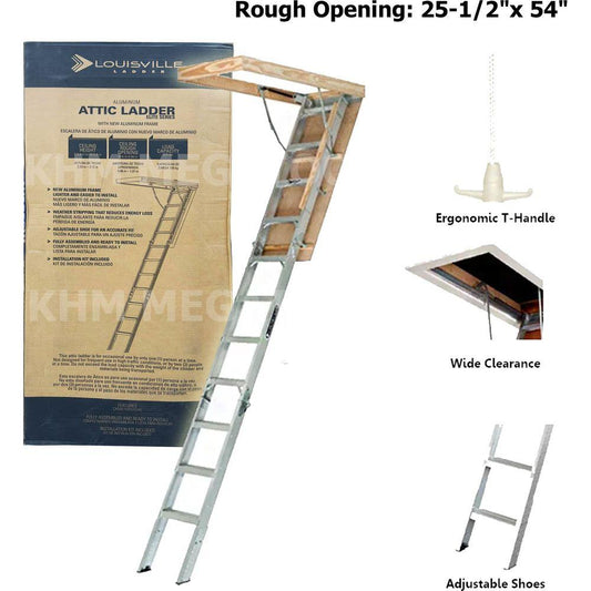 Louisville AL2540MG Aluminum Attic Ladder "Elite" 375Lbs. 25" (AA2540MG ) | Louisville by KHM Megatools Corp.