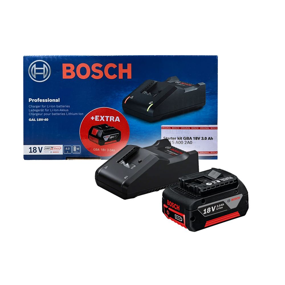 Bosch Starter Kit 18V 3.0Ah Battery GAL 18V-40 Fast Charger | Bosch by KHM Megatools Corp.