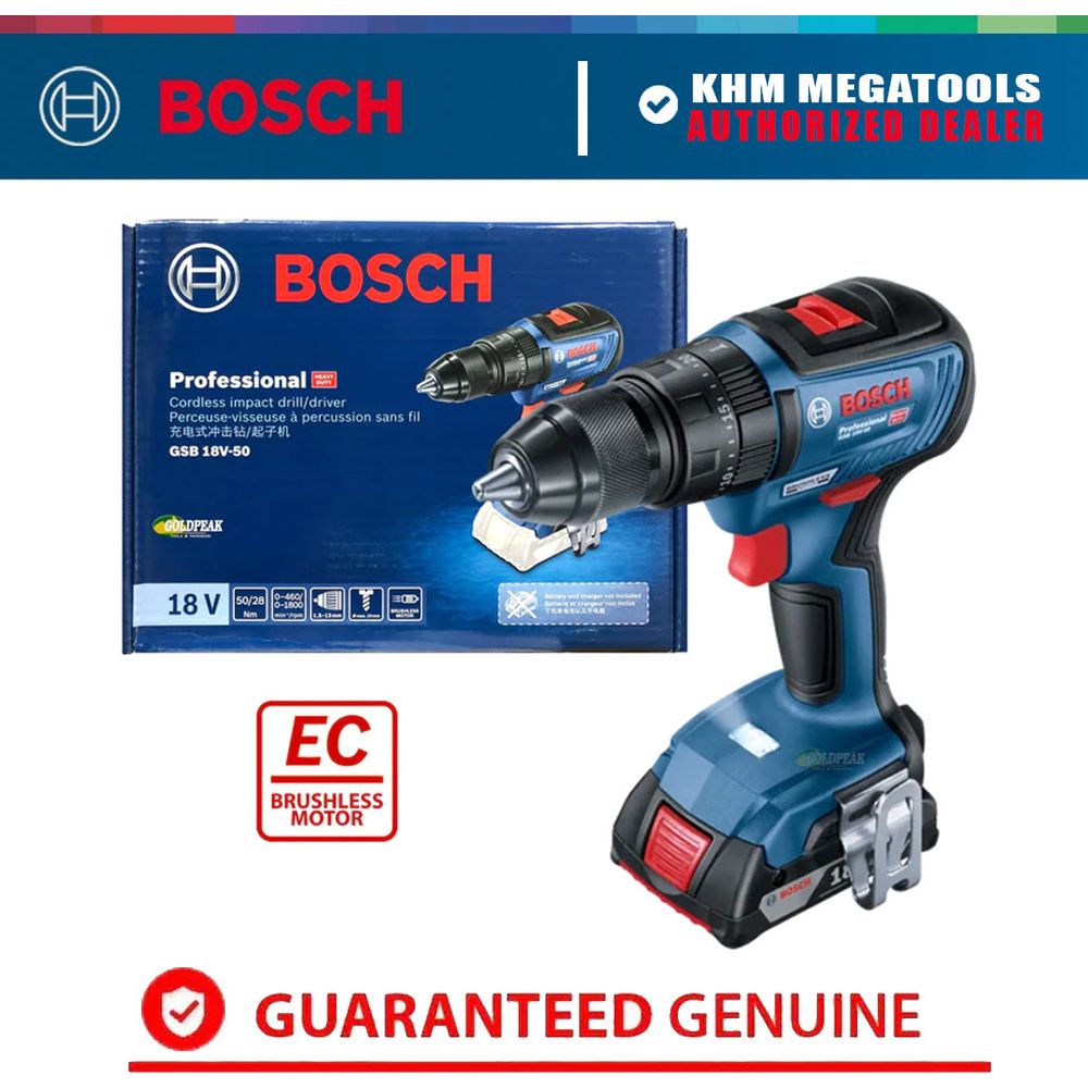 Bosch GSB 18V-50 Cordless Brushless Impact Drill - Driver 1/2" (13mm) 18V (Bare) | Bosch by KHM Megatools Corp.