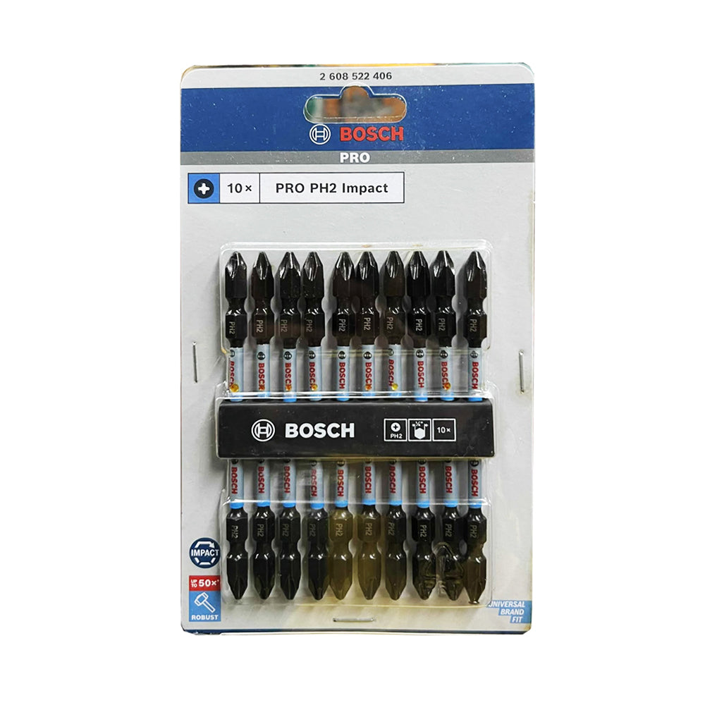 Bosch PH2 Impact Double Ended Screwdriver Bit Set 10Pcs 110MM (2608522406) | Bosch by KHM Megatools Corp. Main image