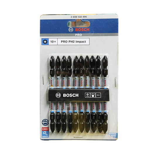 Bosch PH2 Impact Double Ended Screwdriver Bit Set 10Pcs 110MM (2608522406) | Bosch by KHM Megatools Corp.