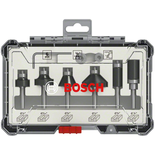 Bosch Router Bit Set 1/4" Shank (6pcs) [2607017470] | Bosch by KHM Megatools Corp.