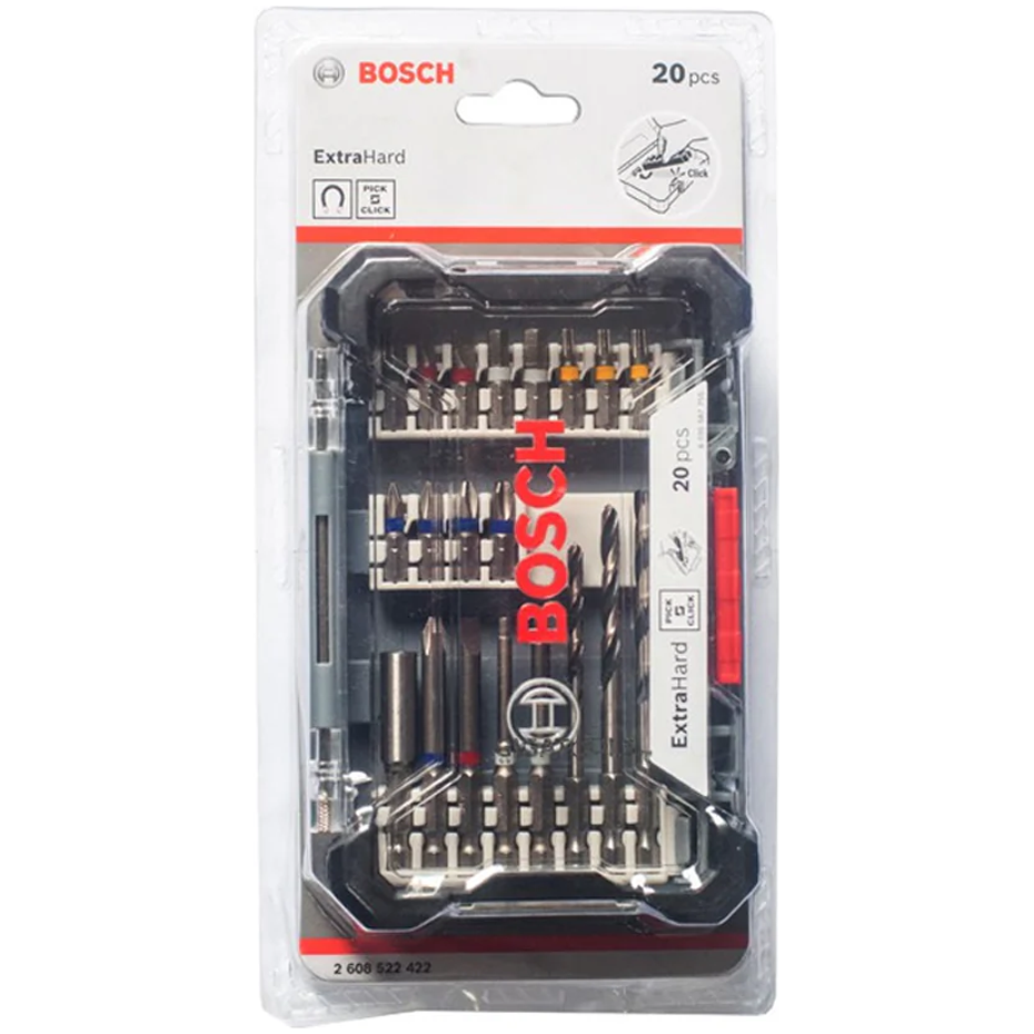 Bosch Pick and Click Mixed Drill Bits and Drive Bit Set 20Pcs (2608522422) | Bosch by KHM Megatools Corp.