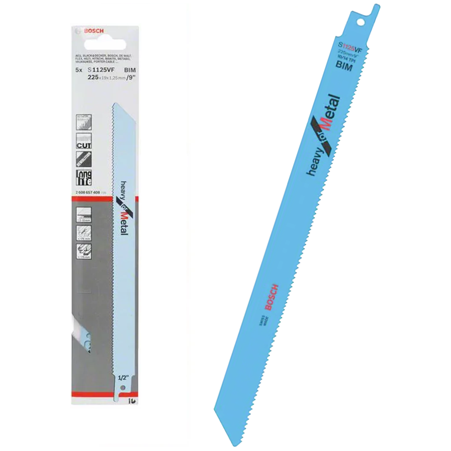Bosch S 1125 VF Reciprocating Saw Blade for Heavy Metal 5Pcs (2608657408) | Bosch by KHM Megatools Corp. Main image
