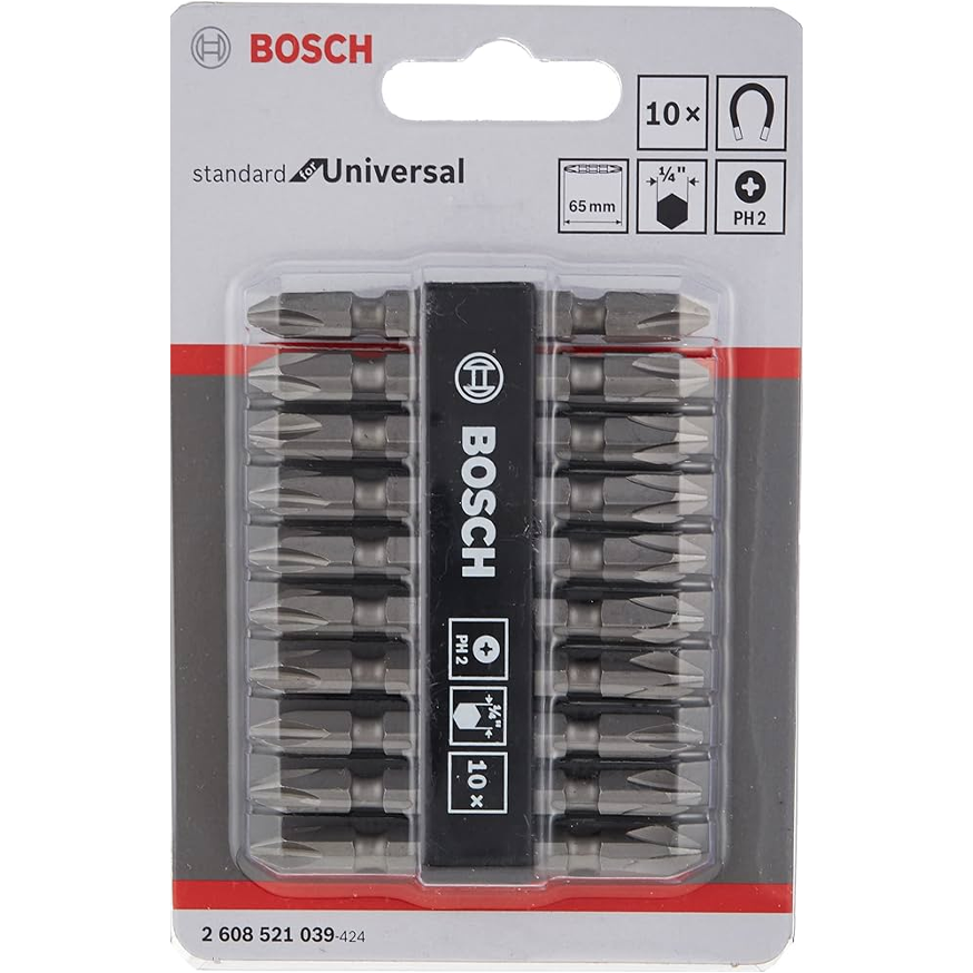 Bosch PH2 Double Ended Screwdriver Bit Set 10Pcs 65MM (2608521039) | Bosch by KHM Megatools Corp. Main image