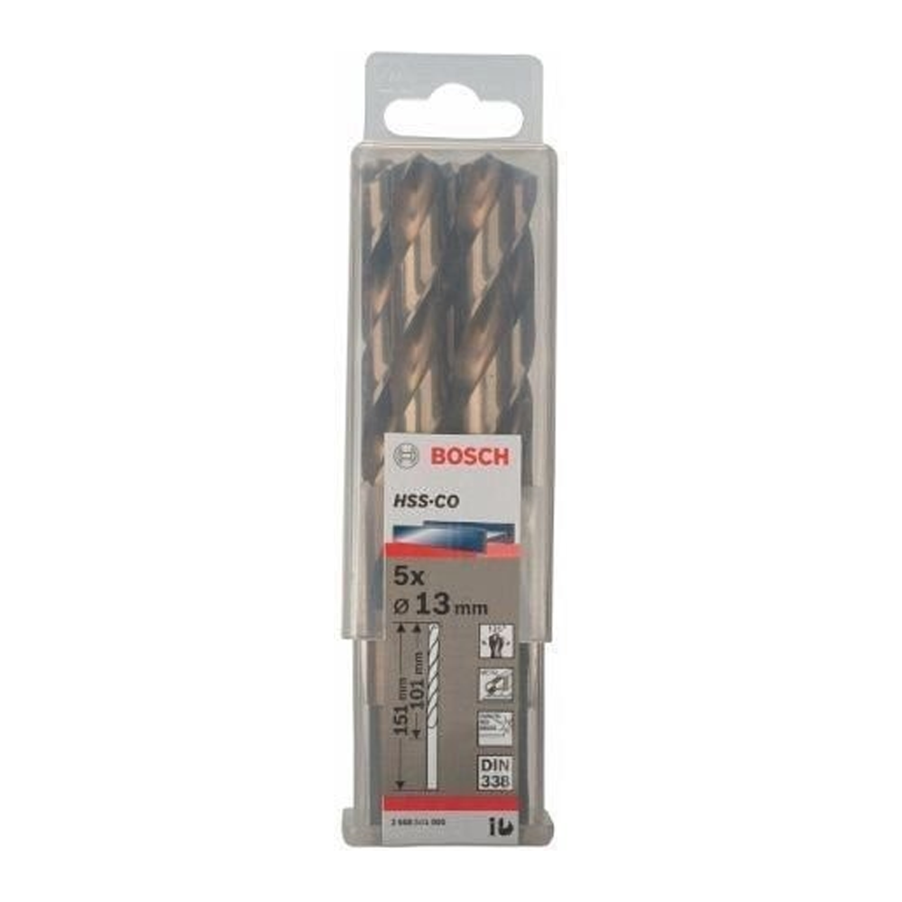 Bosch HSS-Co Metal - Ground / Stainless INOX Drill Bit Set 5Pcs (2608585905) | Bosch by KHM Megatools Corp.