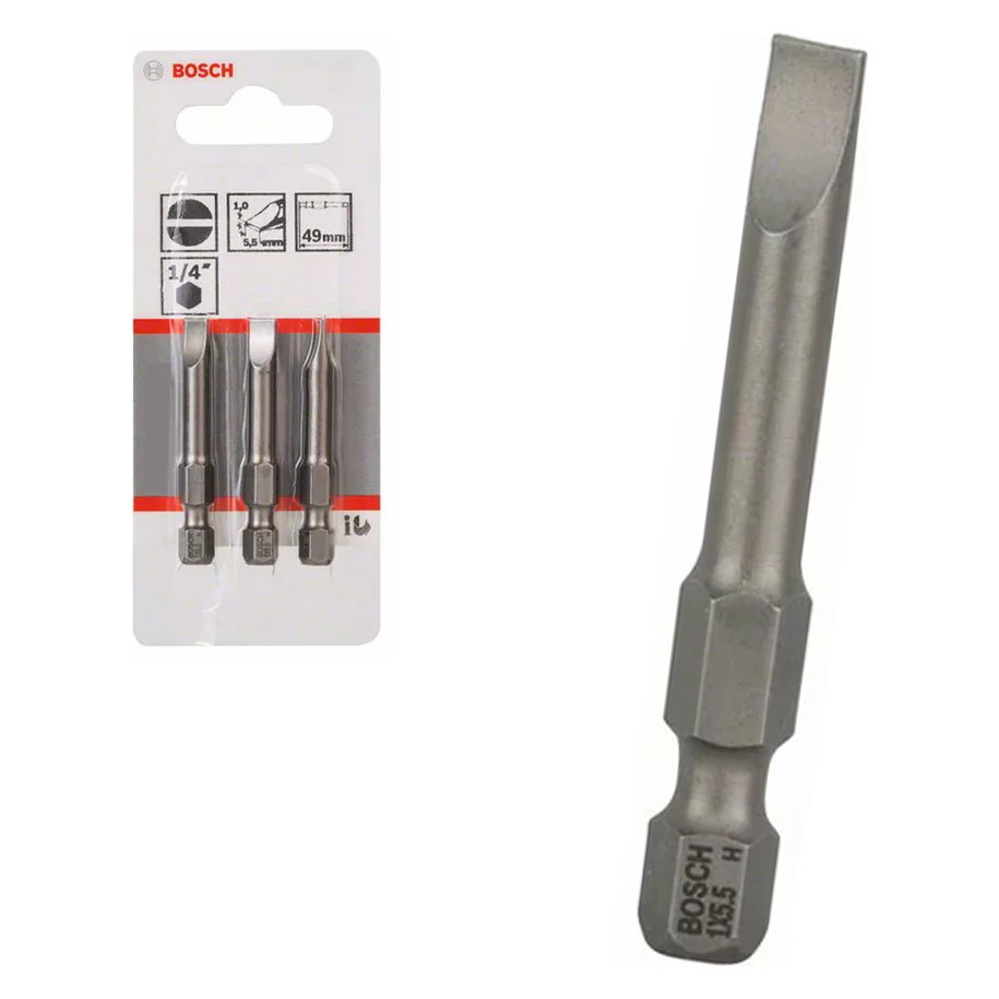 Bosch Flat Head Extra Hard Screwdriver Bits 3Pcs 49MM | Bosch by KHM Megatools Corp. Main image