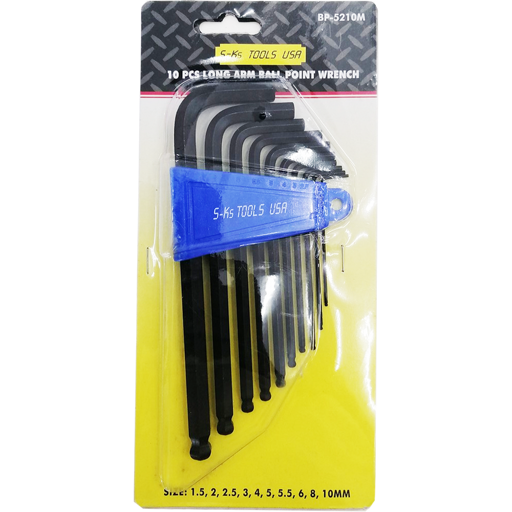 S-Ks 10pcs. BP-5210M Long Arm Hex Allen Wrench Key Ball Point End (1.5-10mm) | SKS by KHM Megatools Corp.